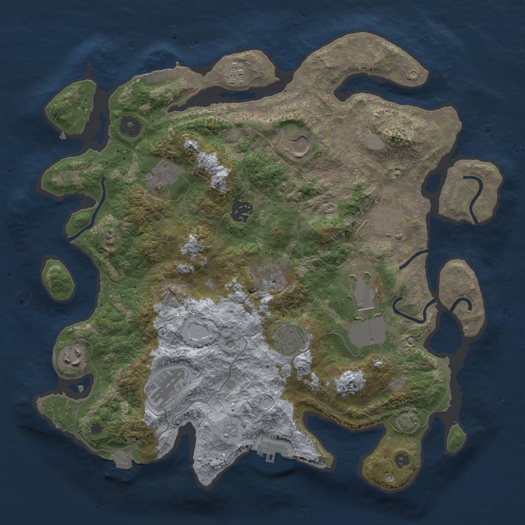 Rust Map: Procedural Map, Size: 3700, Seed: 626606311, 18 Monuments