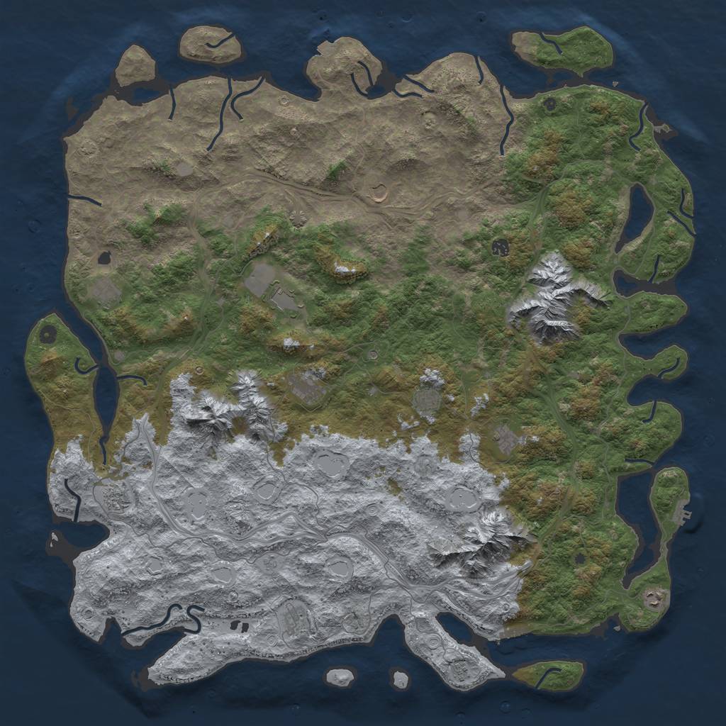Rust Map: Procedural Map, Size: 6000, Seed: 1006602922, 19 Monuments
