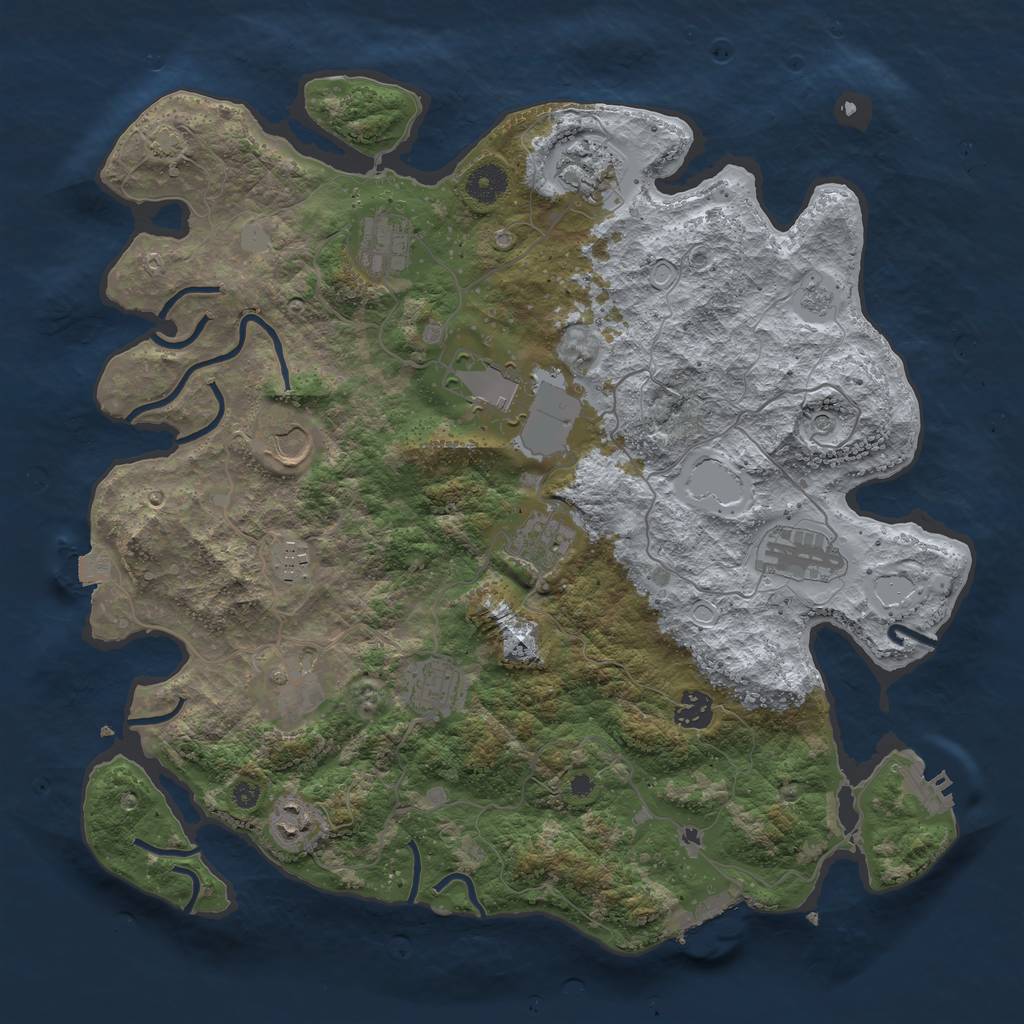 Rust Map: Procedural Map, Size: 3900, Seed: 1349637376, 19 Monuments