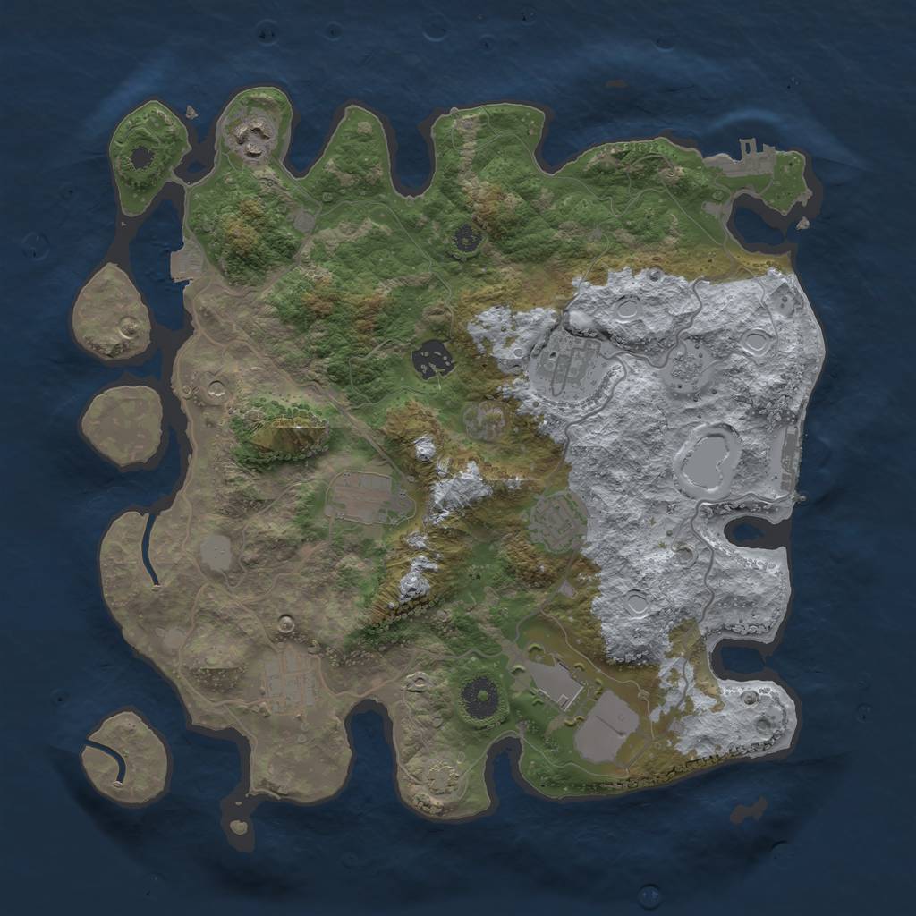 Rust Map: Procedural Map, Size: 3500, Seed: 1077748650, 15 Monuments