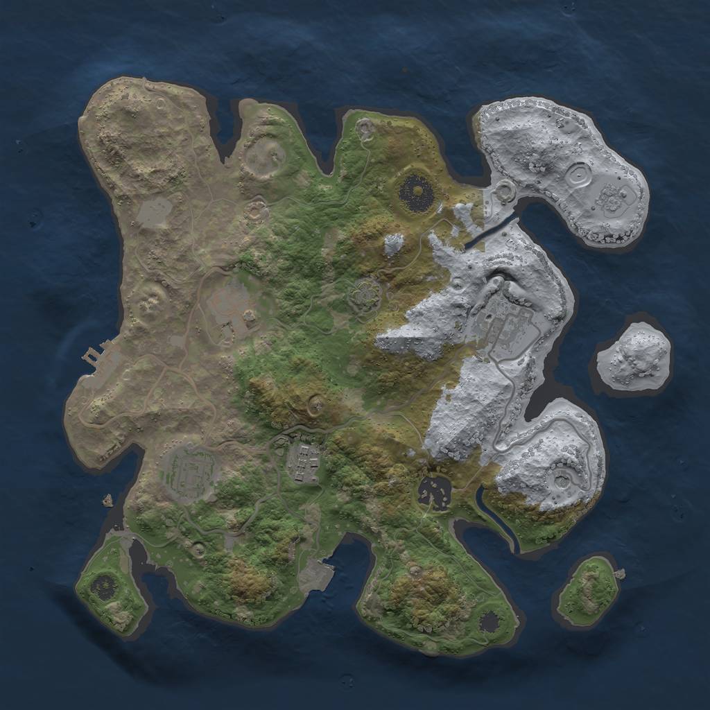 Rust Map: Procedural Map, Size: 3000, Seed: 284537632, 12 Monuments
