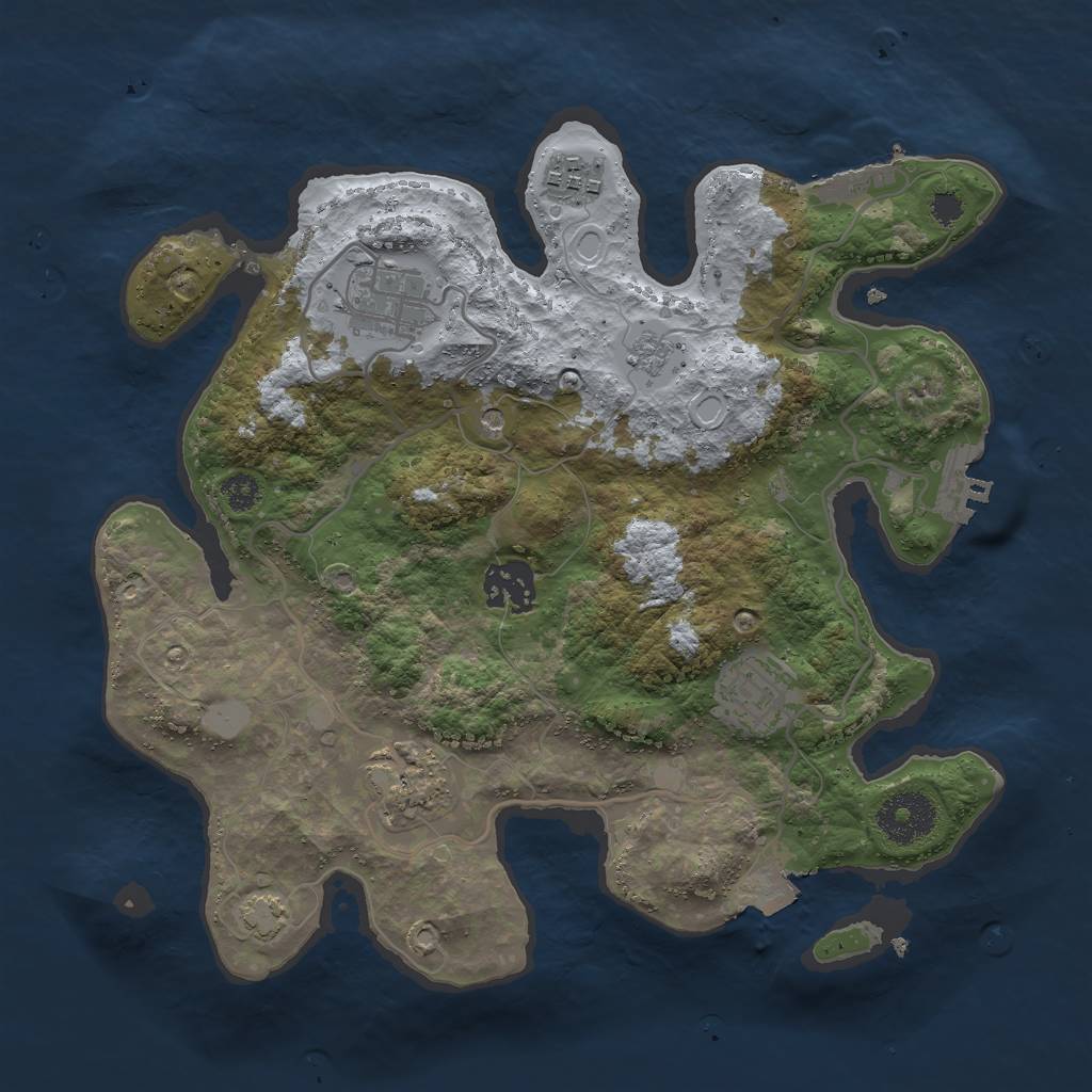 Rust Map: Procedural Map, Size: 3000, Seed: 1679338774, 13 Monuments