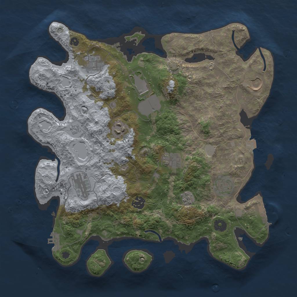 Rust Map: Procedural Map, Size: 3500, Seed: 2008413301, 17 Monuments