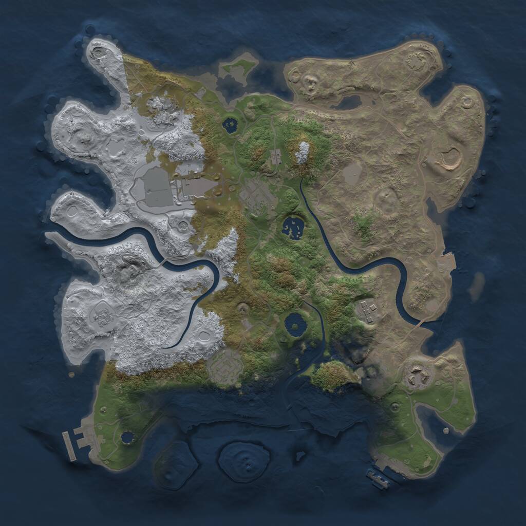 Rust Map: Procedural Map, Size: 3500, Seed: 2008413301, 15 Monuments