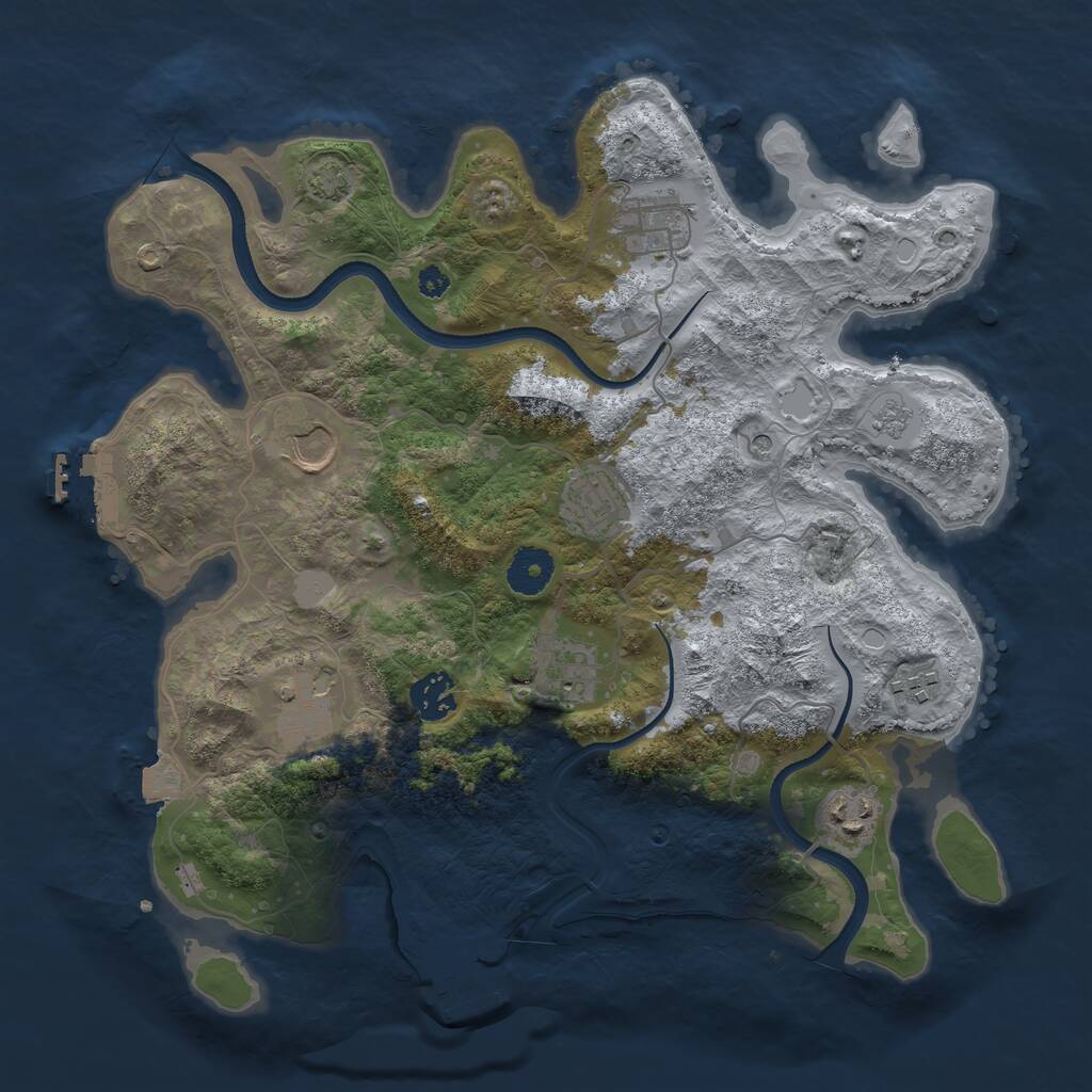 Rust Map: Procedural Map, Size: 3500, Seed: 310733527, 14 Monuments