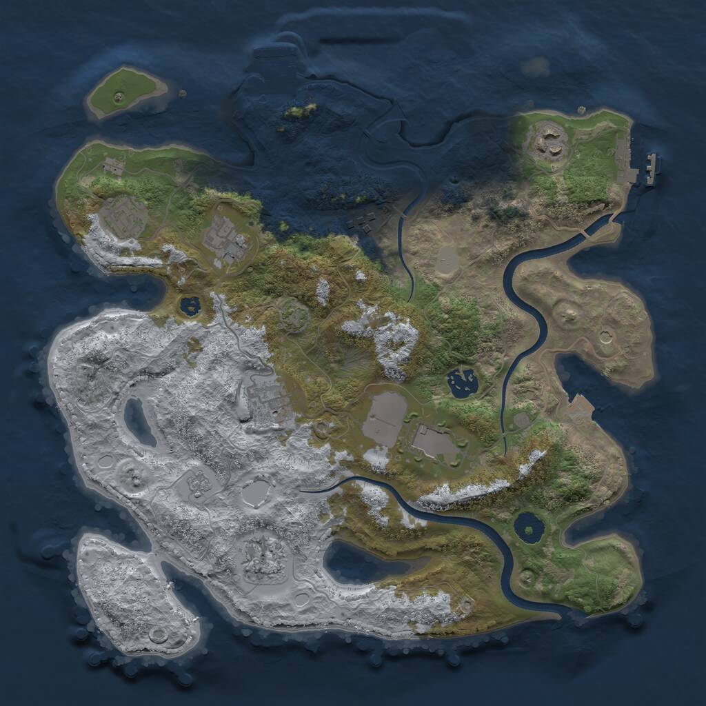 Rust Map: Procedural Map, Size: 3500, Seed: 1951408287, 14 Monuments
