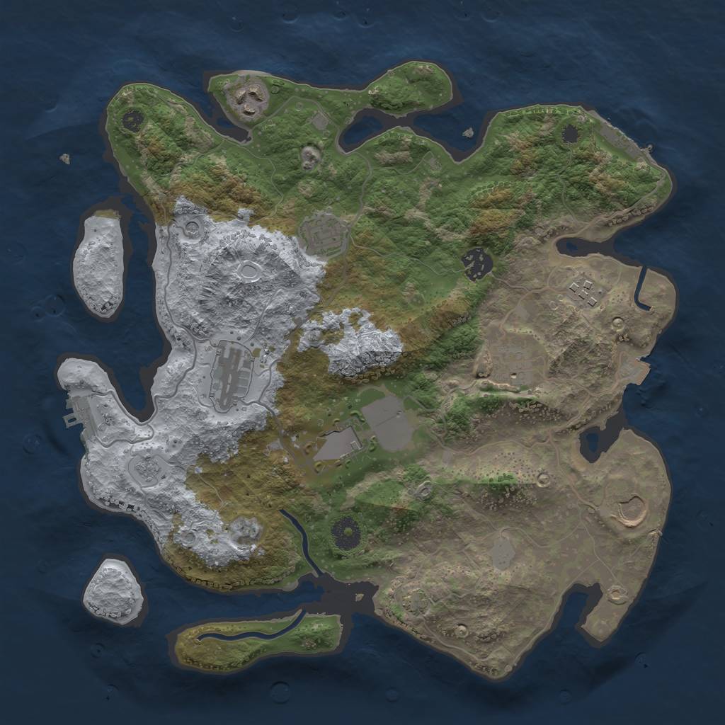Rust Map: Procedural Map, Size: 3500, Seed: 788299165, 16 Monuments