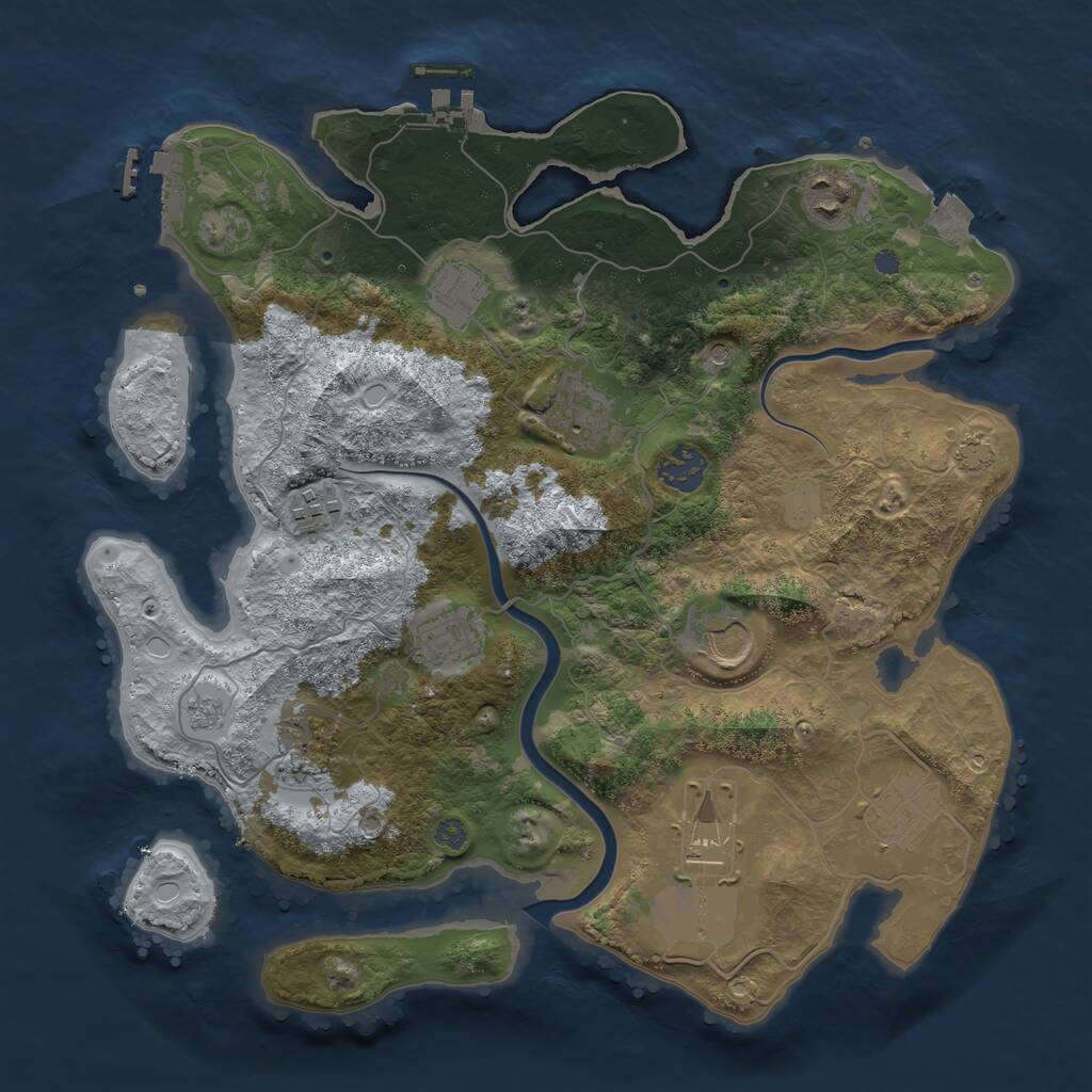 Rust Map: Procedural Map, Size: 3500, Seed: 788299165, 17 Monuments