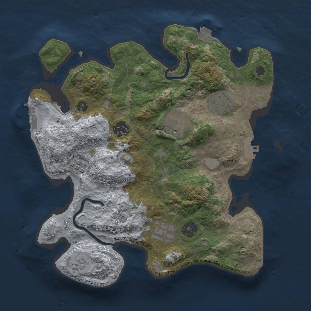 Rust Map: Procedural Map, Size: 3000, Seed: 697160985, 12 Monuments