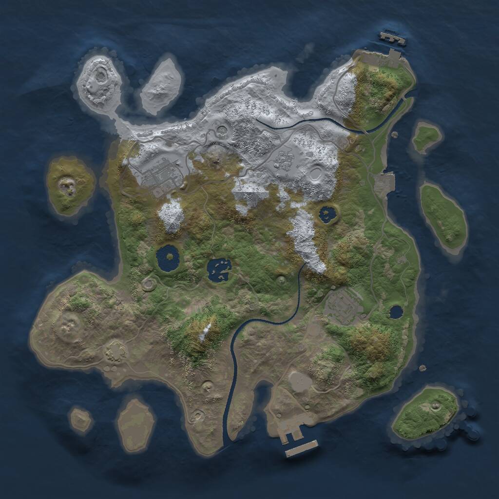 Rust Map: Procedural Map, Size: 3000, Seed: 1884278259, 9 Monuments