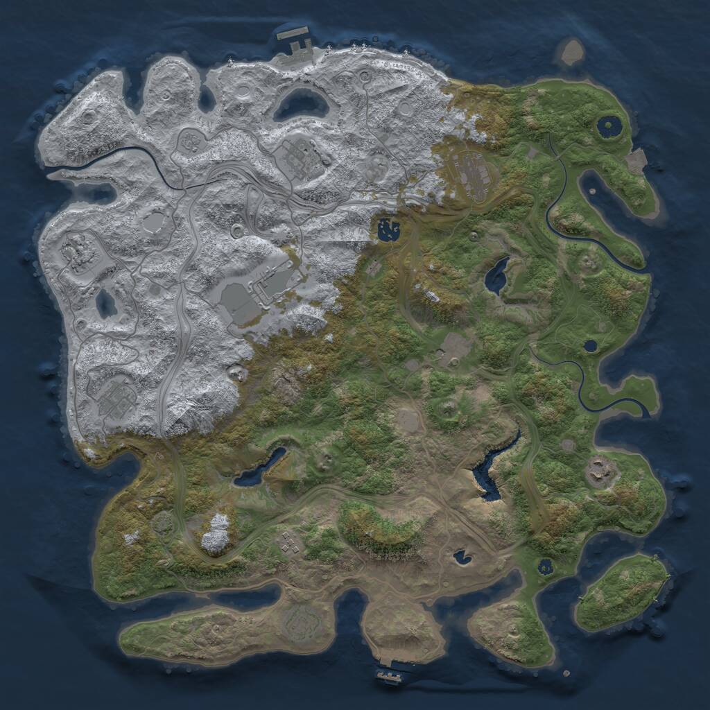 Rust Map: Procedural Map, Size: 4500, Seed: 104598529, 16 Monuments