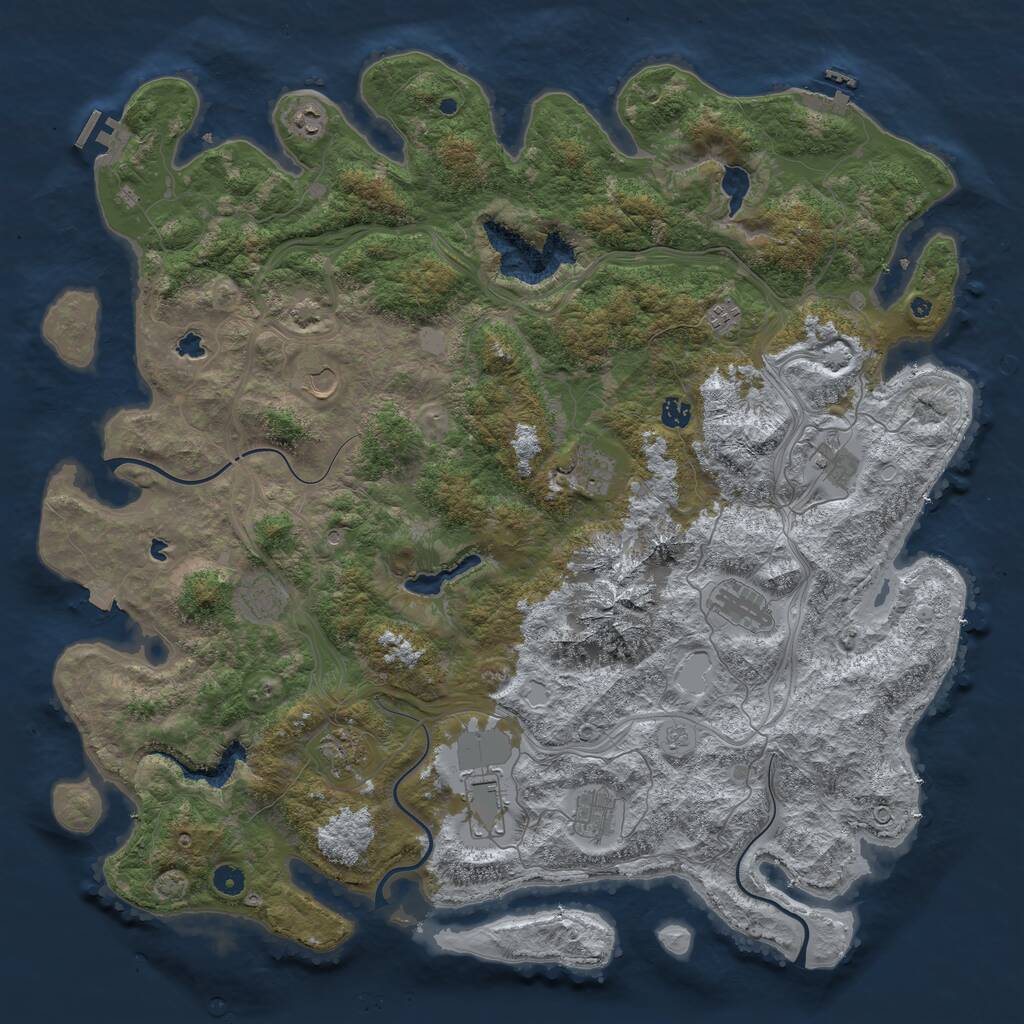 Rust Map: Procedural Map, Size: 5000, Seed: 893408326, 17 Monuments