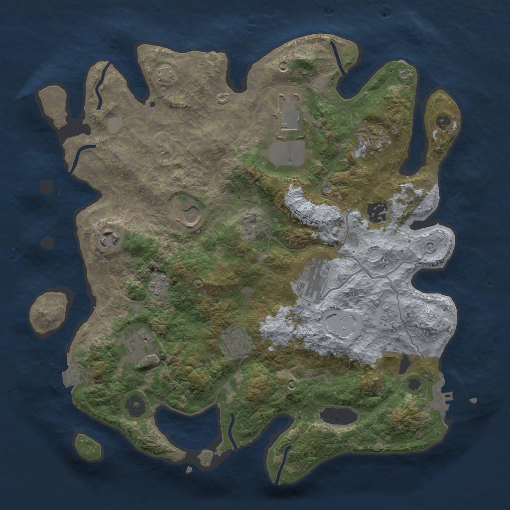 Rust Map: Procedural Map, Size: 3650, Seed: 74084628, 16 Monuments