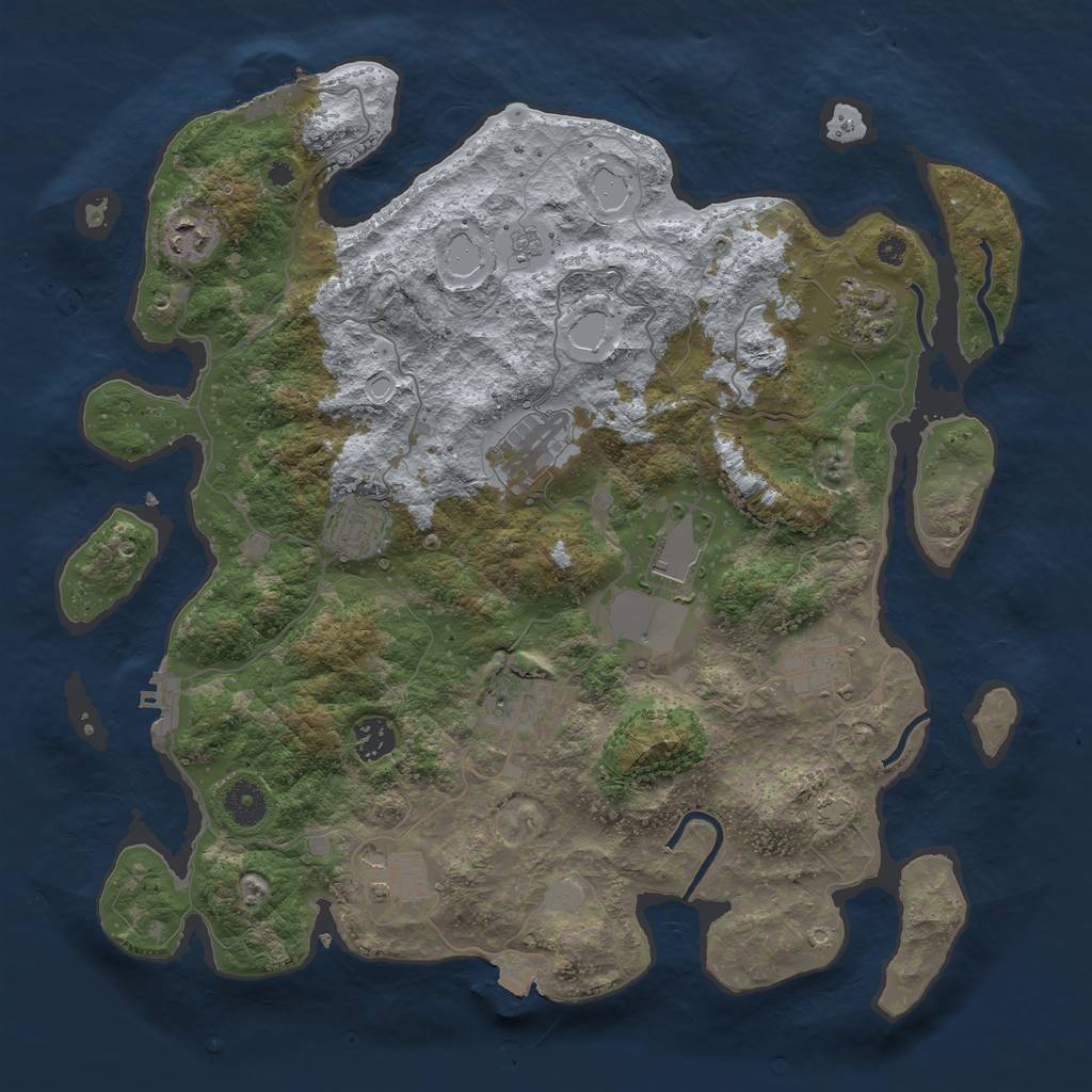 Rust Map: Procedural Map, Size: 3850, Seed: 69565854, 16 Monuments