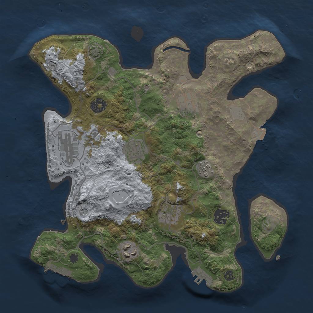 Rust Map: Procedural Map, Size: 3000, Seed: 177224384, 14 Monuments