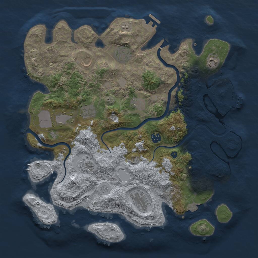 Rust Map: Procedural Map, Size: 3850, Seed: 97550494, 16 Monuments