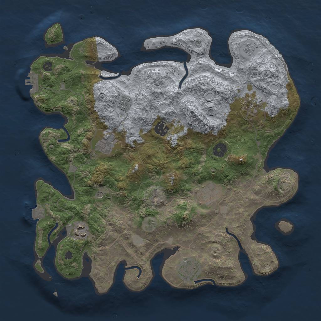 Rust Map: Procedural Map, Size: 3400, Seed: 81778271, 14 Monuments