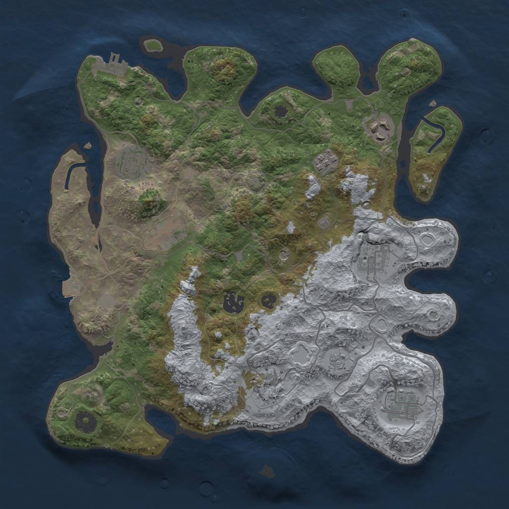Rust Map: Procedural Map, Size: 3450, Seed: 48608840, 15 Monuments