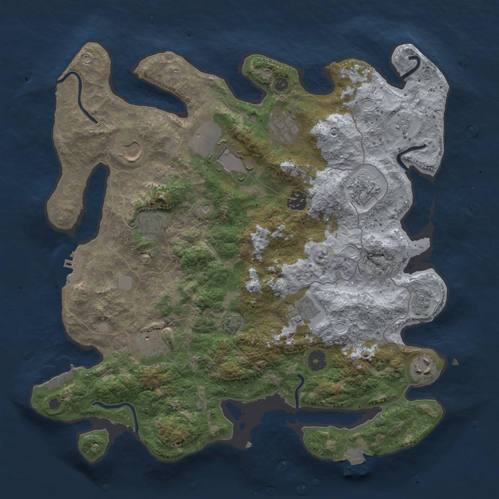 Rust Map: Procedural Map, Size: 3800, Seed: 11539293, 18 Monuments
