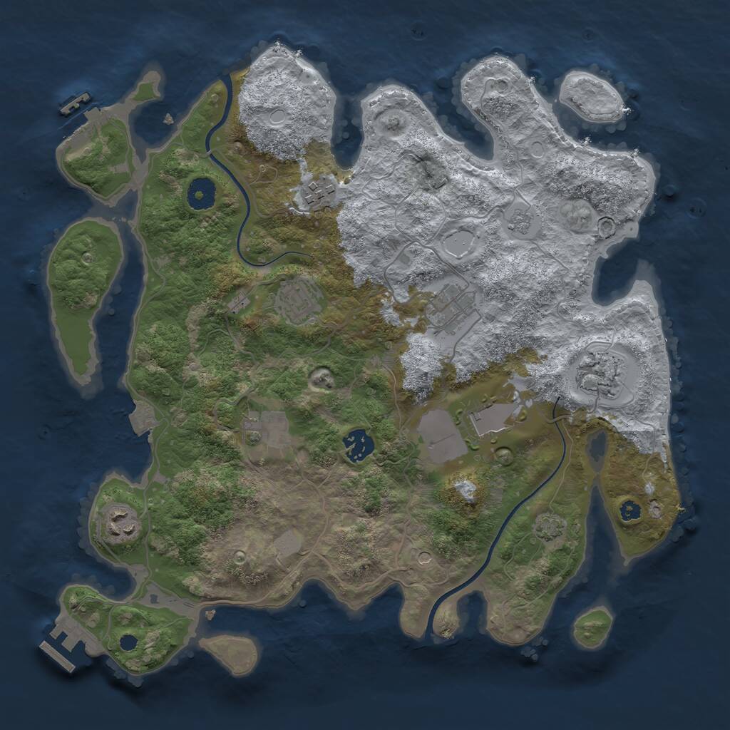 Rust Map: Procedural Map, Size: 3550, Seed: 1608574, 14 Monuments