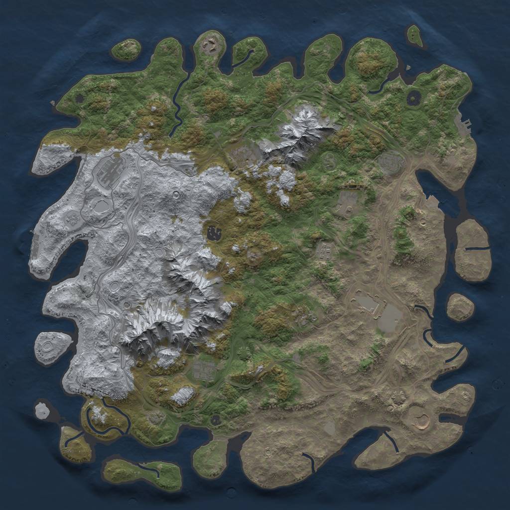 Rust Map: Procedural Map, Size: 5000, Seed: 1252737581, 19 Monuments