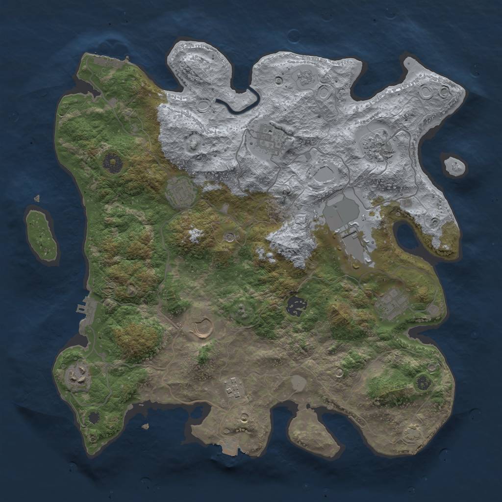 Rust Map: Procedural Map, Size: 3750, Seed: 90743610, 17 Monuments