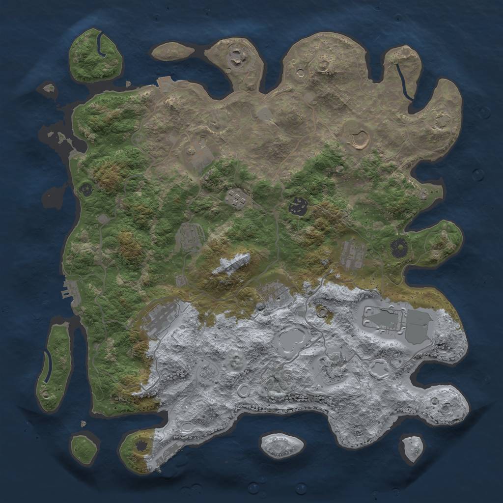Rust Map: Procedural Map, Size: 4000, Seed: 1822470450, 19 Monuments