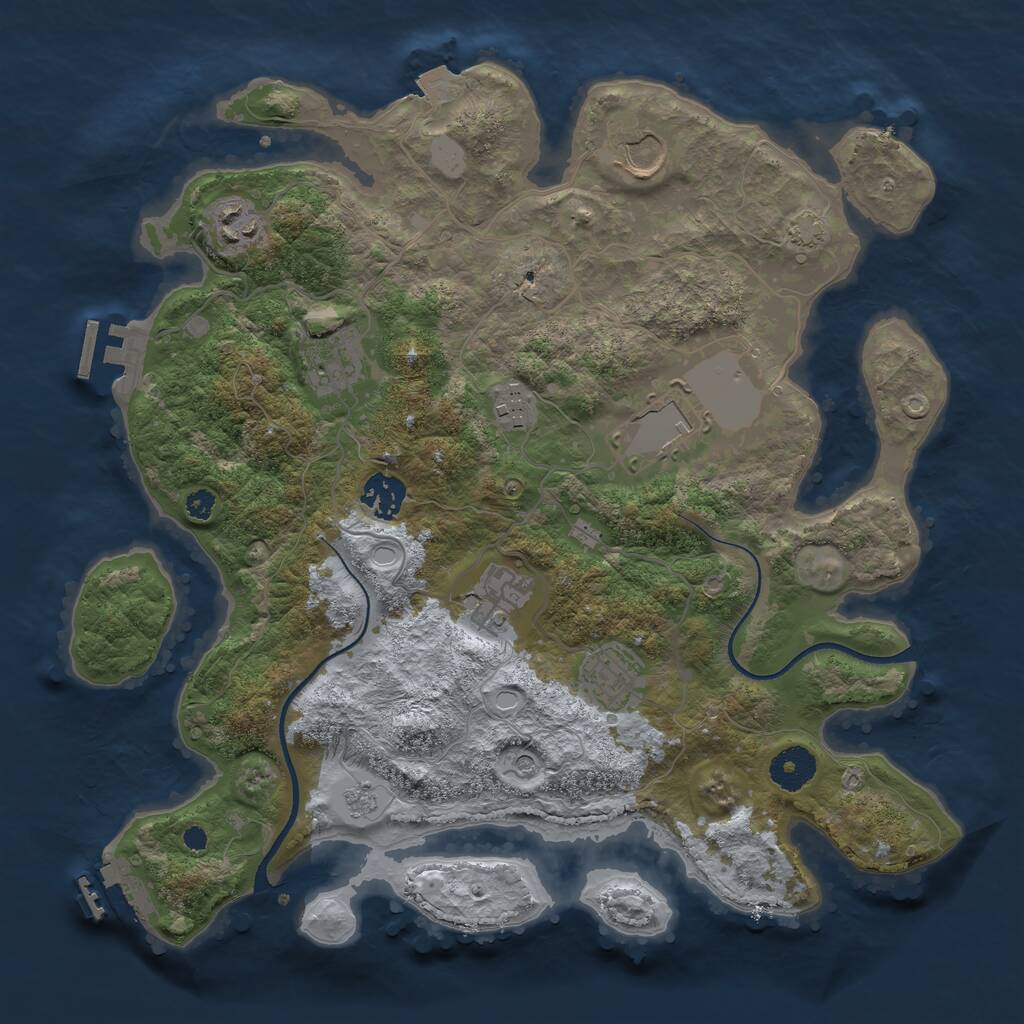 Rust Map: Procedural Map, Size: 3500, Seed: 52968656, 14 Monuments