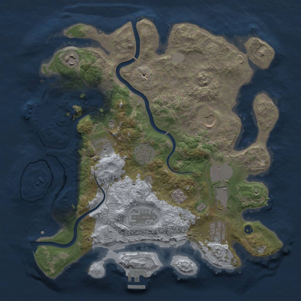 Rust Map: Procedural Map, Size: 3500, Seed: 52968656, 14 Monuments