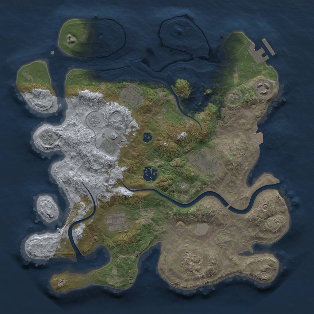 Rust Map: Procedural Map, Size: 3250, Seed: 1409428980, 13 Monuments