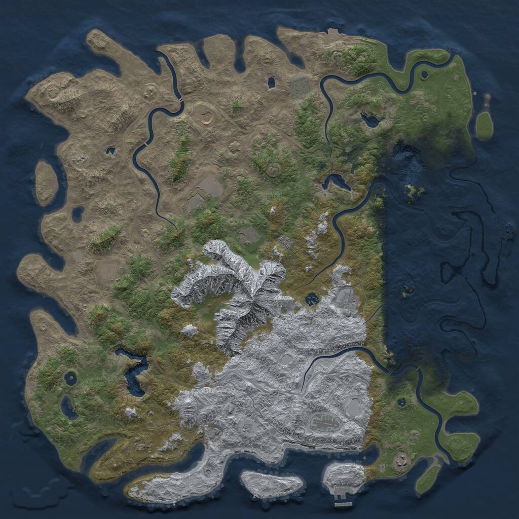 Rust Map: Procedural Map, Size: 6000, Seed: 915299434, 17 Monuments