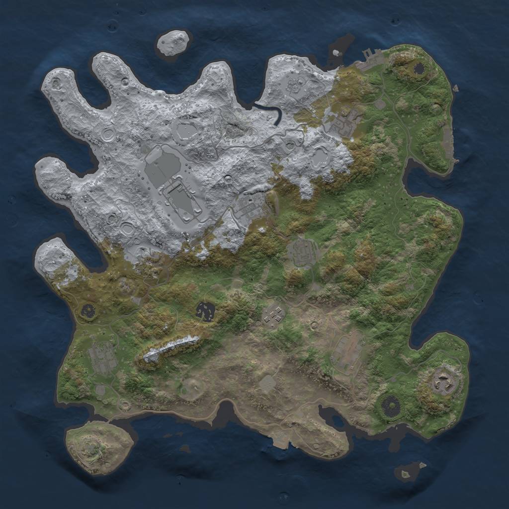 Rust Map: Procedural Map, Size: 3800, Seed: 1898939443, 18 Monuments