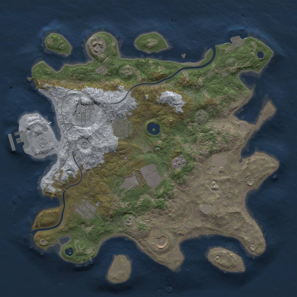 Rust Map: Procedural Map, Size: 3500, Seed: 1779838544, 13 Monuments