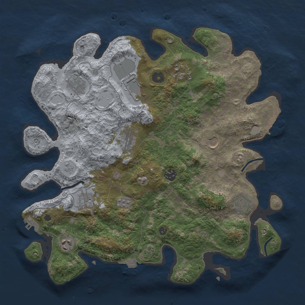 Rust Map: Procedural Map, Size: 3800, Seed: 223361, 18 Monuments
