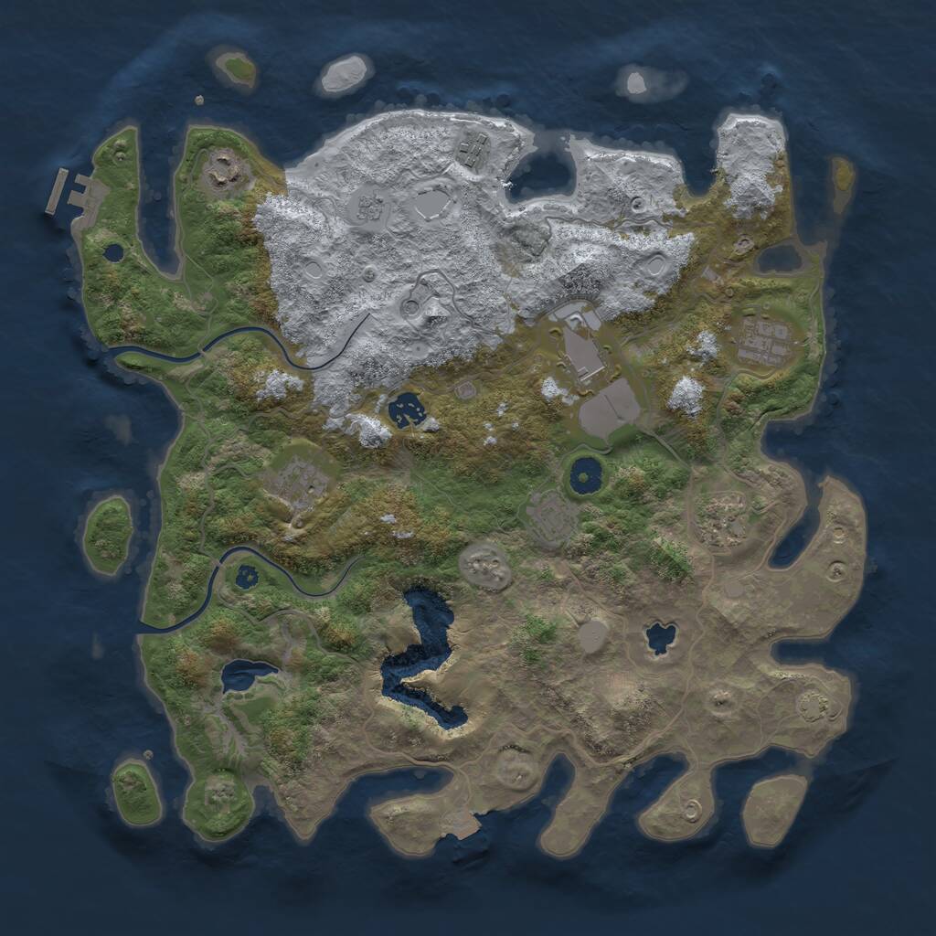 Rust Map: Procedural Map, Size: 4000, Seed: 8923762, 13 Monuments