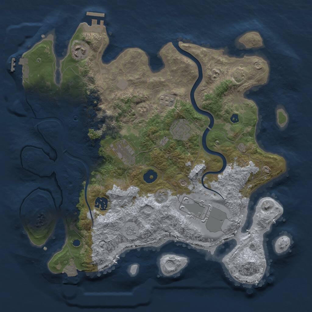 Rust Map: Procedural Map, Size: 3500, Seed: 38533, 12 Monuments
