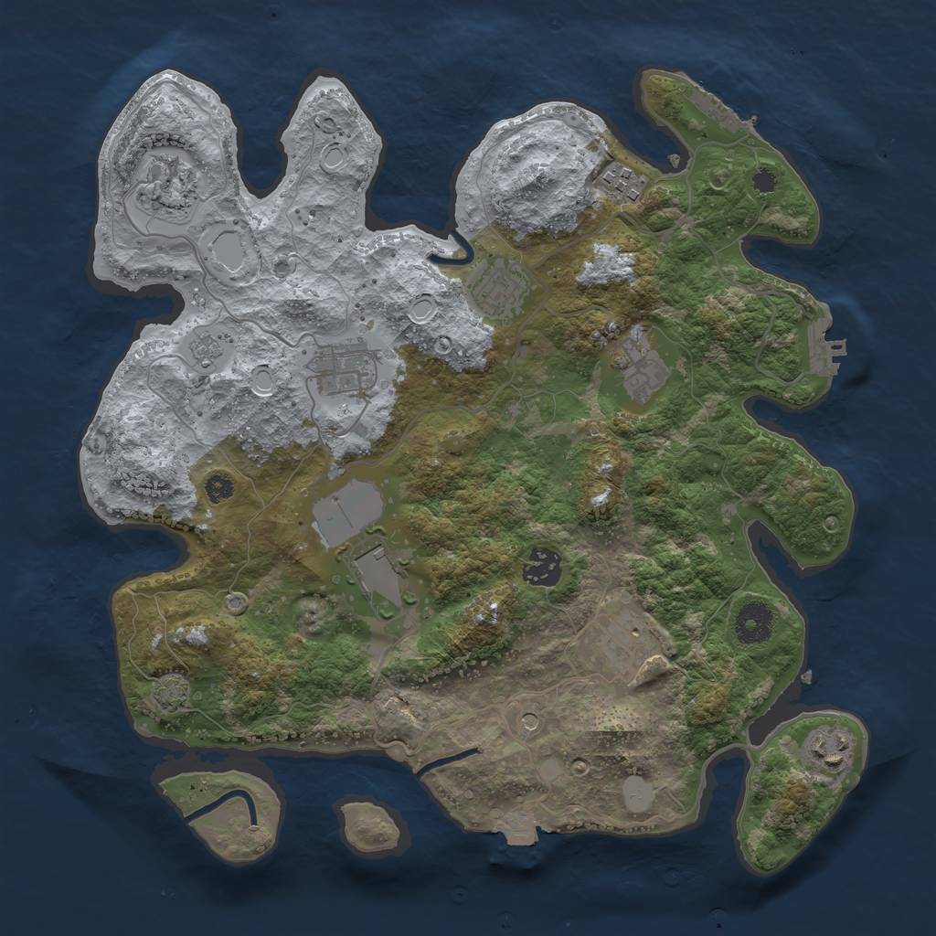 Rust Map: Procedural Map, Size: 3500, Seed: 53315273, 17 Monuments