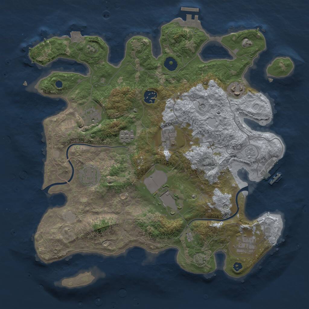 Rust Map: Procedural Map, Size: 3500, Seed: 623835021, 14 Monuments