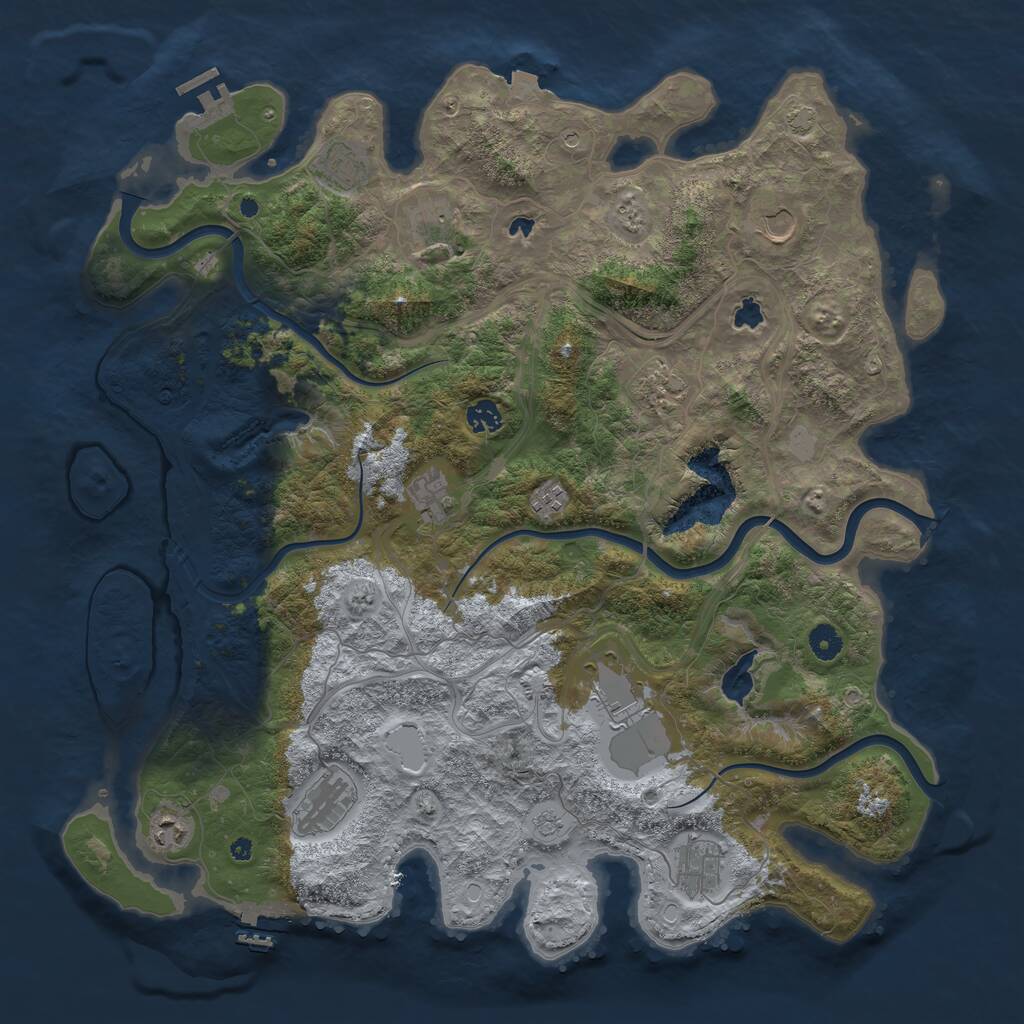 Rust Map: Procedural Map, Size: 4500, Seed: 1115777590, 17 Monuments