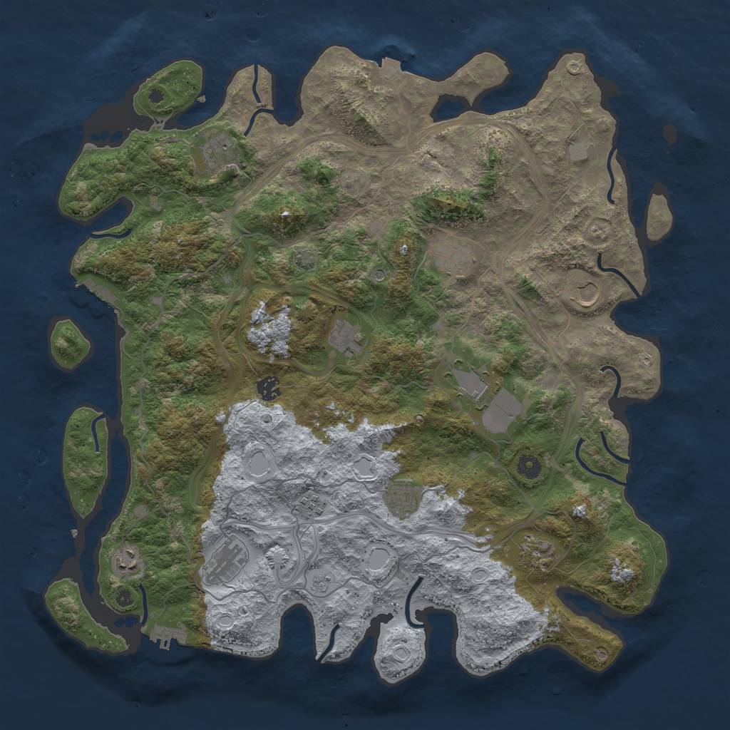 Rust Map: Procedural Map, Size: 4500, Seed: 1115777590, 19 Monuments