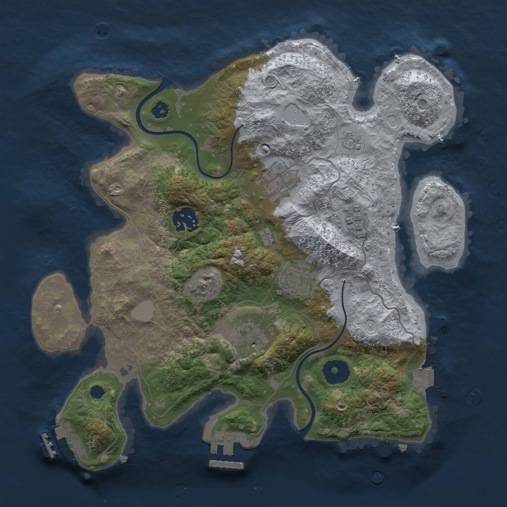 Rust Map: Procedural Map, Size: 3000, Seed: 47337003, 9 Monuments