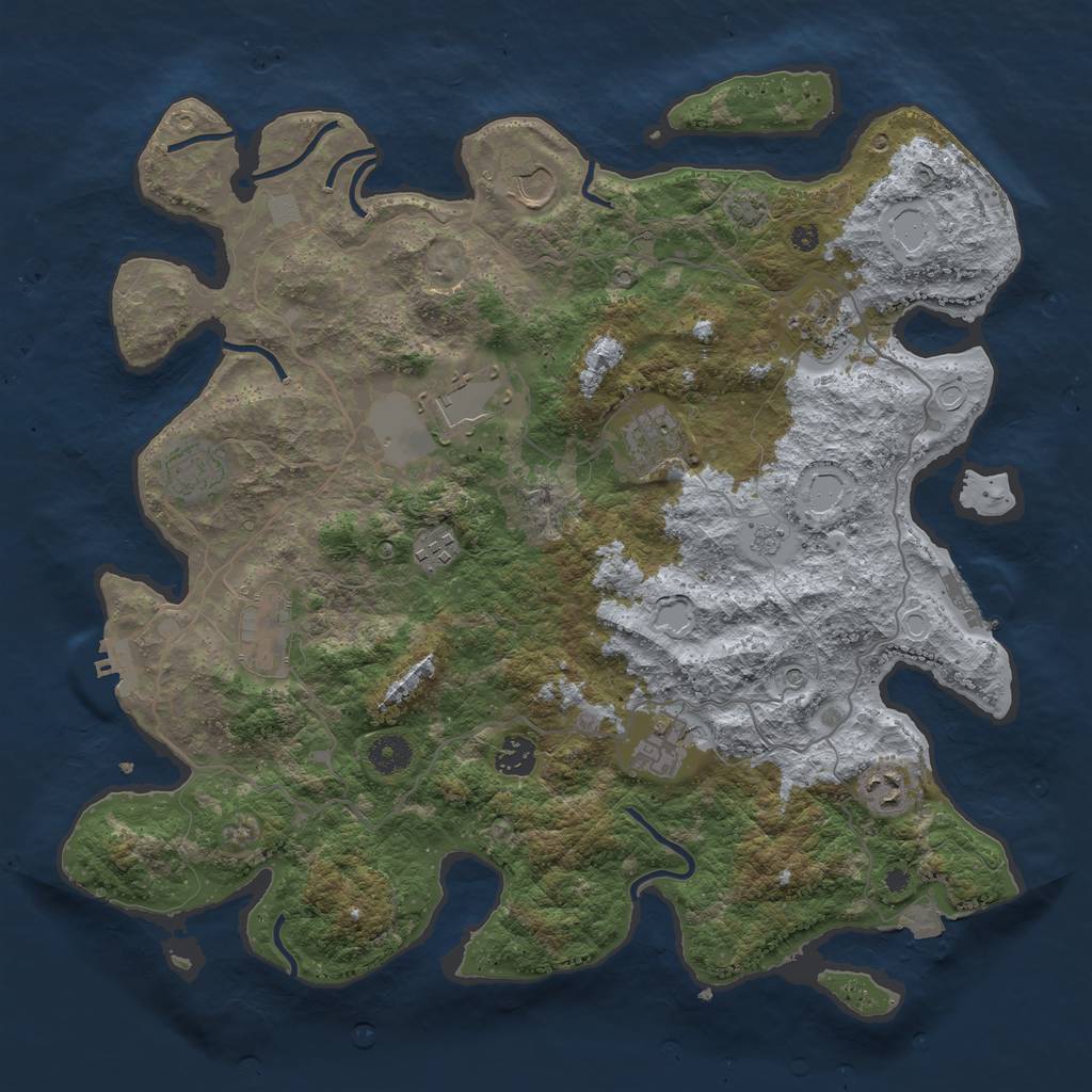 Rust Map: Procedural Map, Size: 4000, Seed: 2321421, 18 Monuments