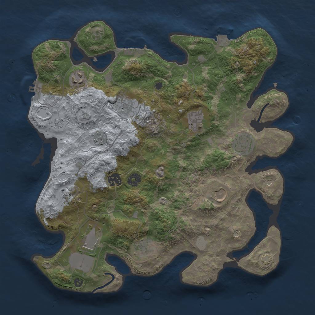 Rust Map: Procedural Map, Size: 3500, Seed: 134927838, 18 Monuments