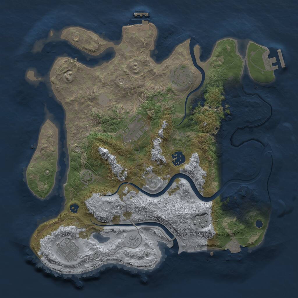 Rust Map: Procedural Map, Size: 3250, Seed: 75336811, 11 Monuments