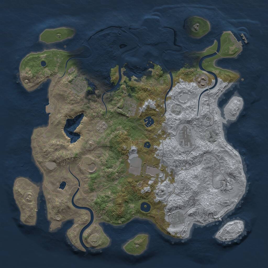 Rust Map: Procedural Map, Size: 4000, Seed: 435657, 16 Monuments