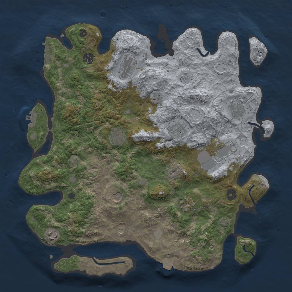 Rust Map: Procedural Map, Size: 3950, Seed: 56846796, 18 Monuments