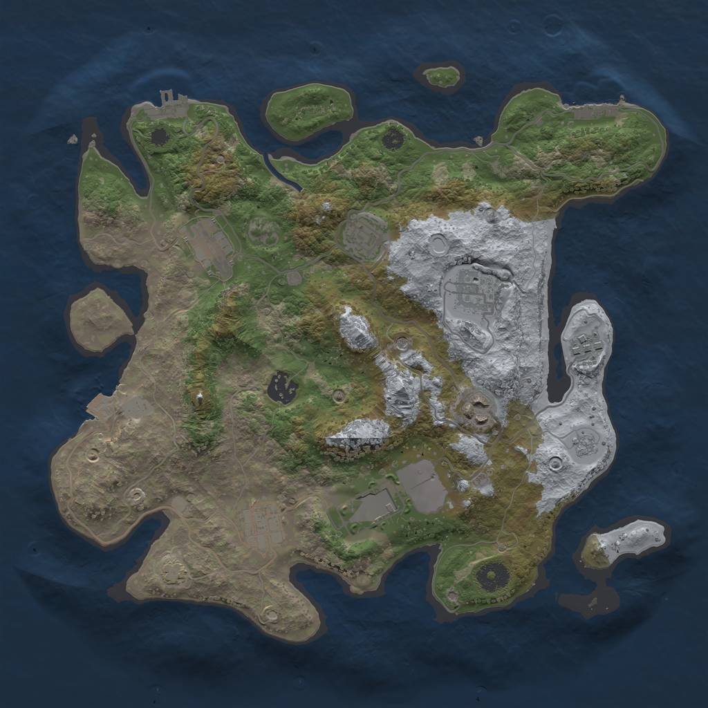 Rust Map: Procedural Map, Size: 3500, Seed: 936196164, 16 Monuments