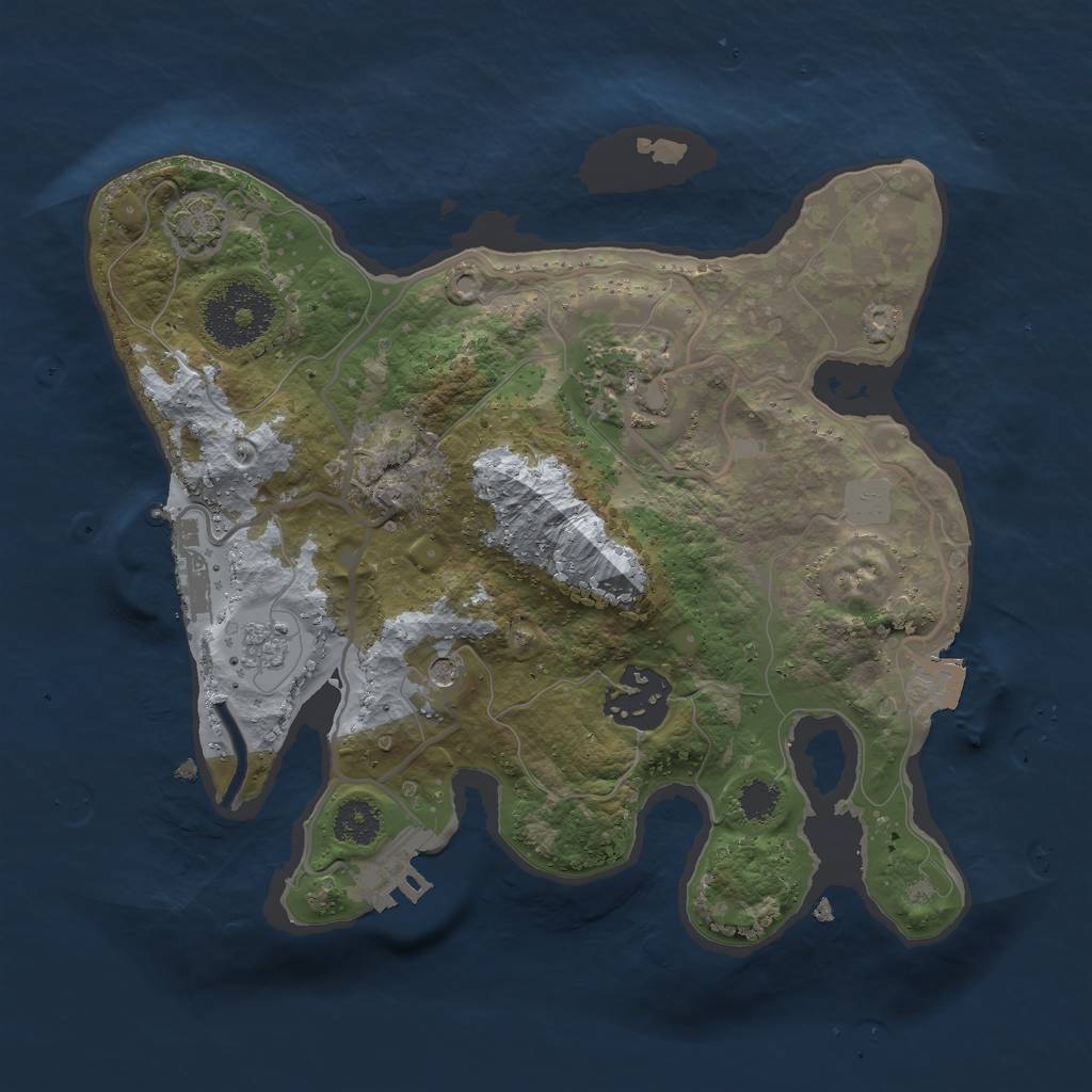 Rust Map: Procedural Map, Size: 2500, Seed: 1608189234, 10 Monuments