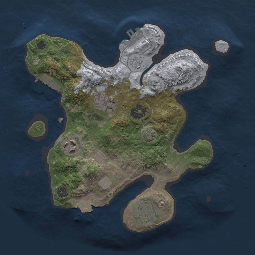 Rust Map: Procedural Map, Size: 2500, Seed: 3434563, 10 Monuments
