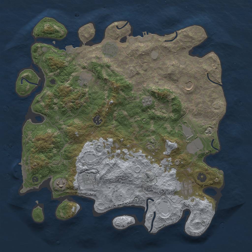 Rust Map: Procedural Map, Size: 4000, Seed: 9511452, 18 Monuments